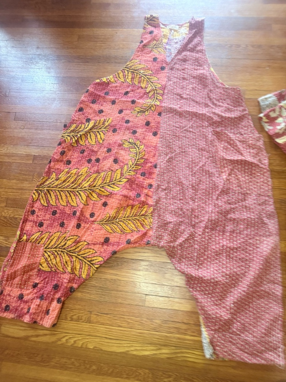 Kantha Bae Bohemian Pink + Mustard Leaf Print Jumpsuit